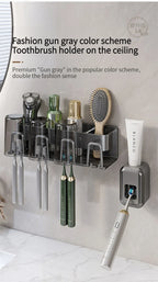 Toothbrush Holder Toothpaste Holder Electric Toothbrush Holder Space Aluminum Punch-Free Toilet Bathroom Shelf Rack