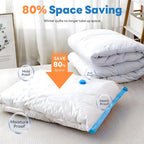 Vacuum Storage Bags or Pump Vacuum Seal Bag Space Saving Bags for Comforters Clothes Pillow Bedding Blanket Storage Organizer