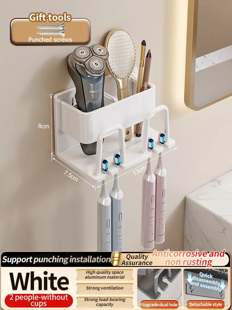 Toothbrush Holder Toothpaste Holder Electric Toothbrush Holder Space Aluminum Punch-Free Toilet Bathroom Shelf Rack