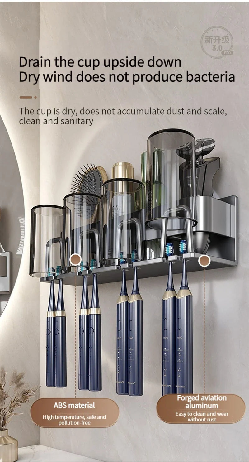 Toothbrush Holder Toothpaste Holder Electric Toothbrush Holder Space Aluminum Punch-Free Toilet Bathroom Shelf Rack