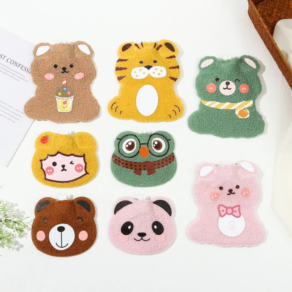 Cartoon Plush Hot Water Bottles Mini Portable Winter Warm-Fitting Gadgets Reusable Rubber Hot Water Bag Hand Warmer Winter Gift