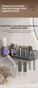 Toothbrush Holder Toothpaste Holder Electric Toothbrush Holder Space Aluminum Punch-Free Toilet Bathroom Shelf Rack