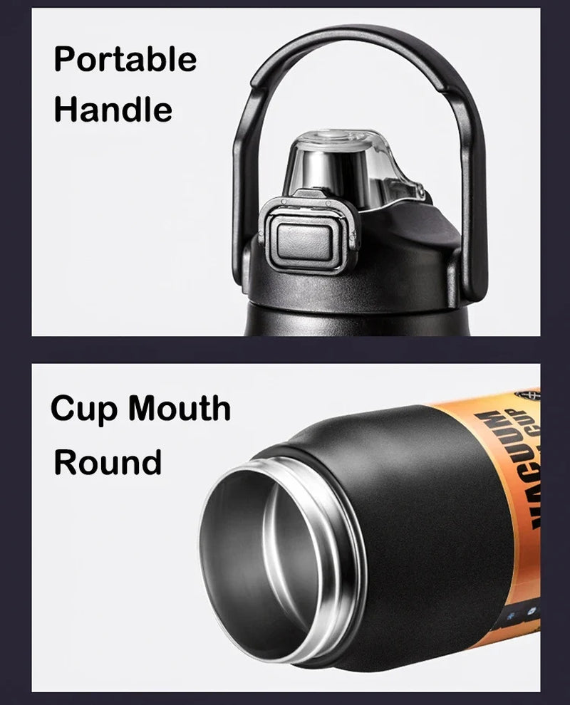 Outdoor Portable Thermos with Straw 304 Stainless Steel Thermal Mug Tumbler Cup Sports Vacuum Flasks Cold and Hot Water Bottle