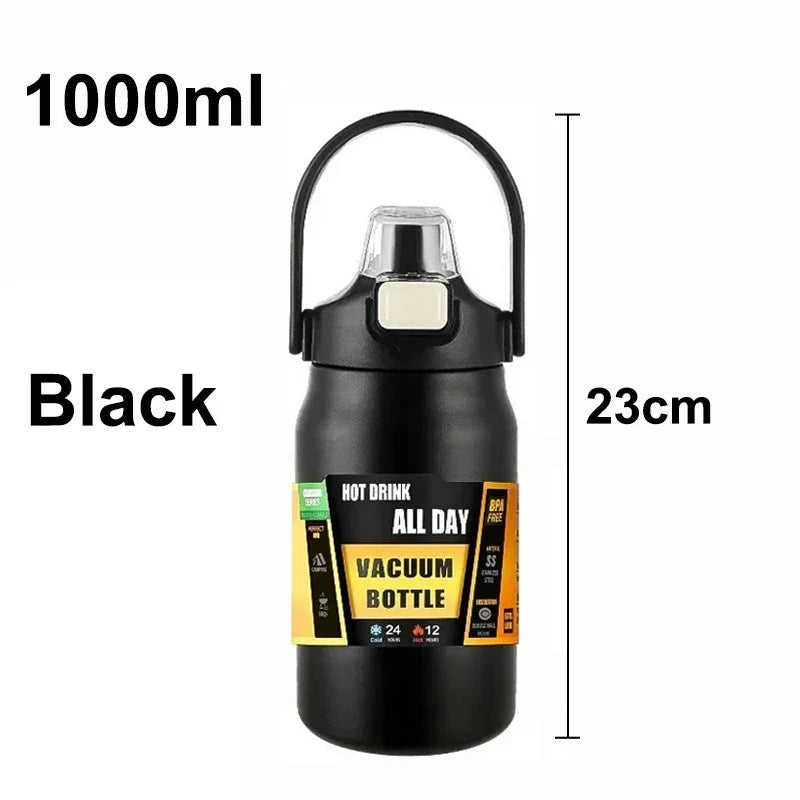 Outdoor Portable Thermos with Straw 304 Stainless Steel Thermal Mug Tumbler Cup Sports Vacuum Flasks Cold and Hot Water Bottle