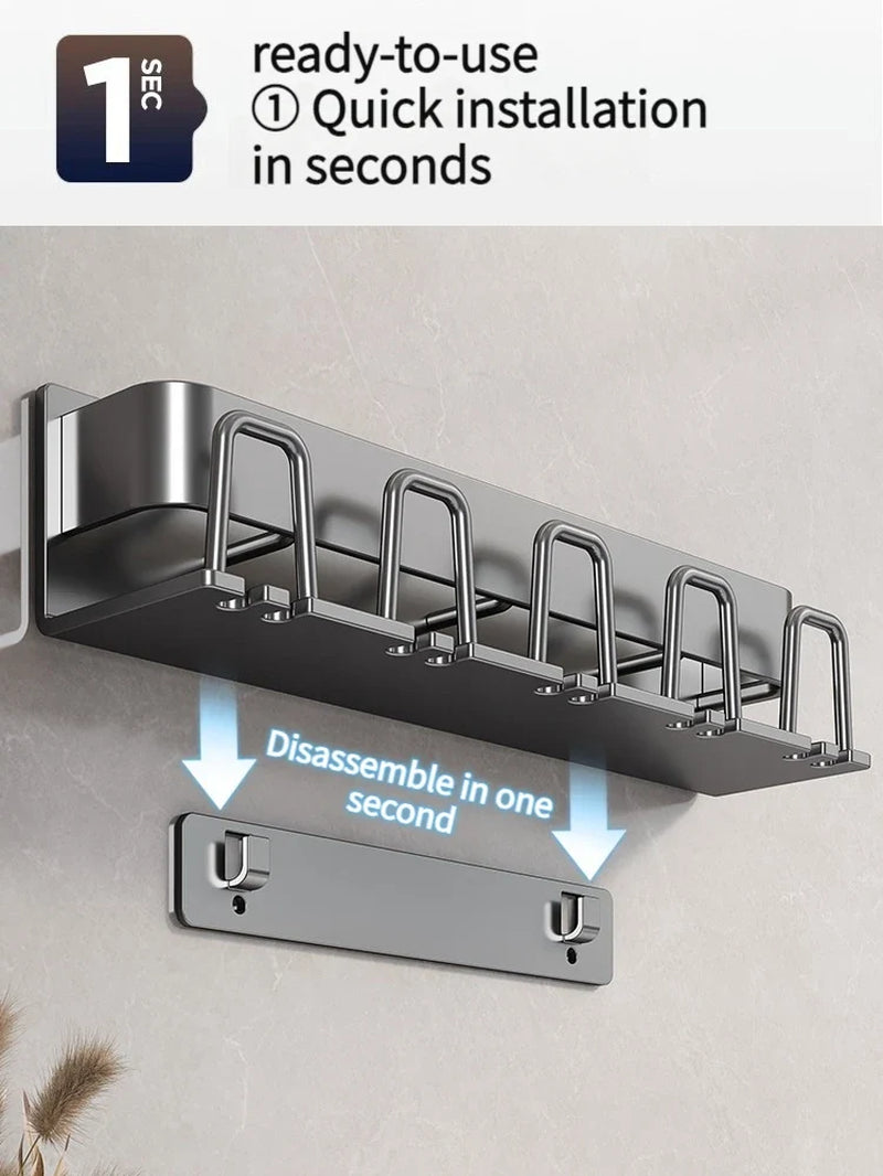 Toothbrush Holder Toothpaste Holder Electric Toothbrush Holder Space Aluminum Punch-Free Toilet Bathroom Shelf Rack