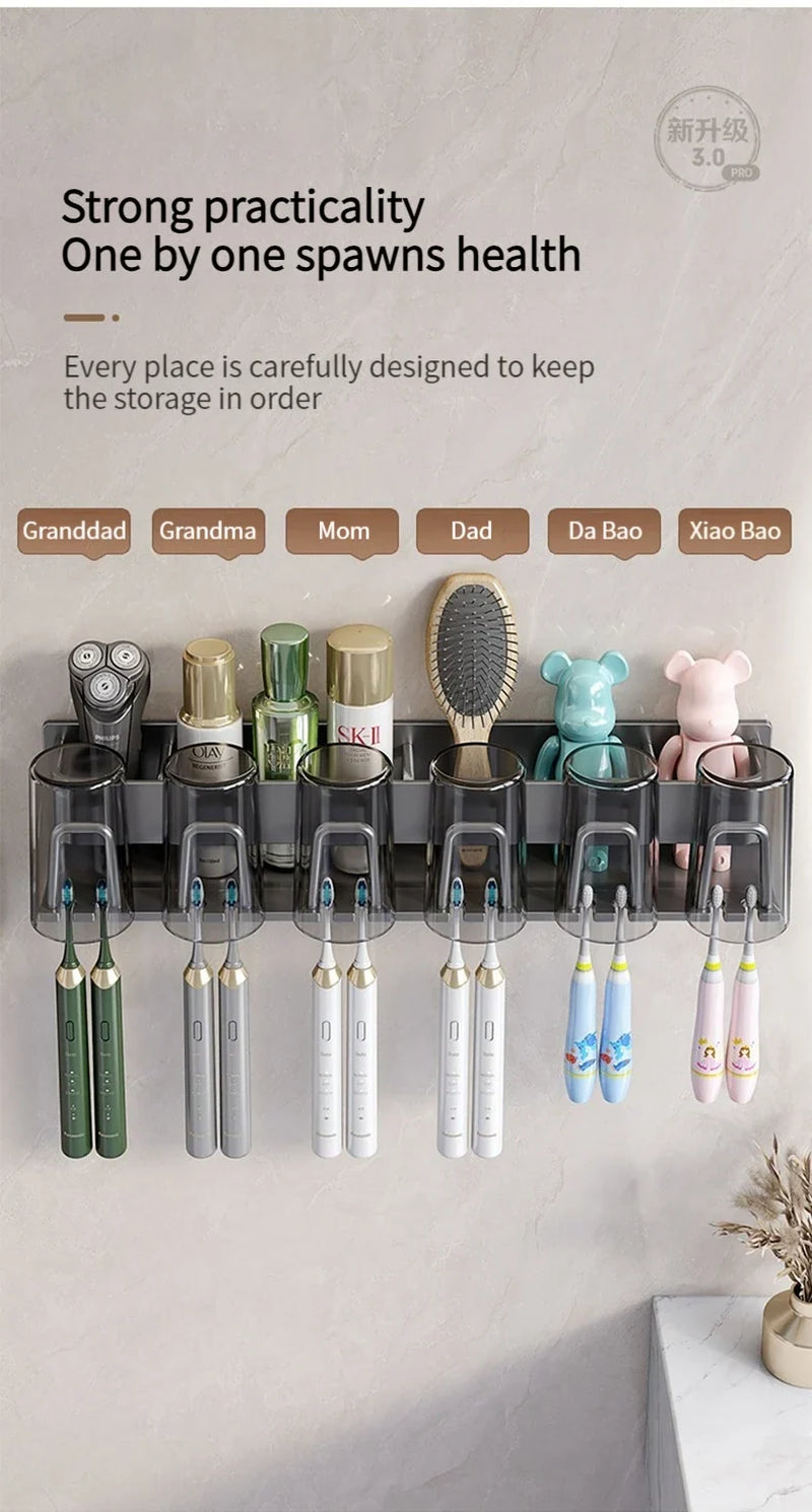 Toothbrush Holder Toothpaste Holder Electric Toothbrush Holder Space Aluminum Punch-Free Toilet Bathroom Shelf Rack