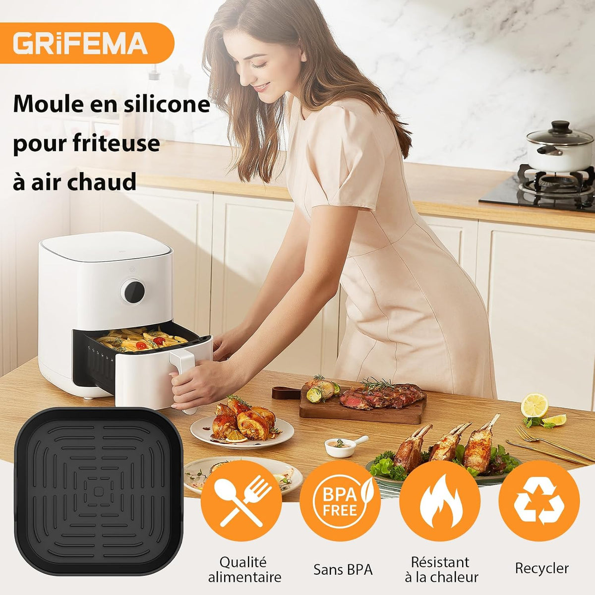 Moule Silicone Air Fryer 2 Pièces 5-8L Pour COSORI Ninja