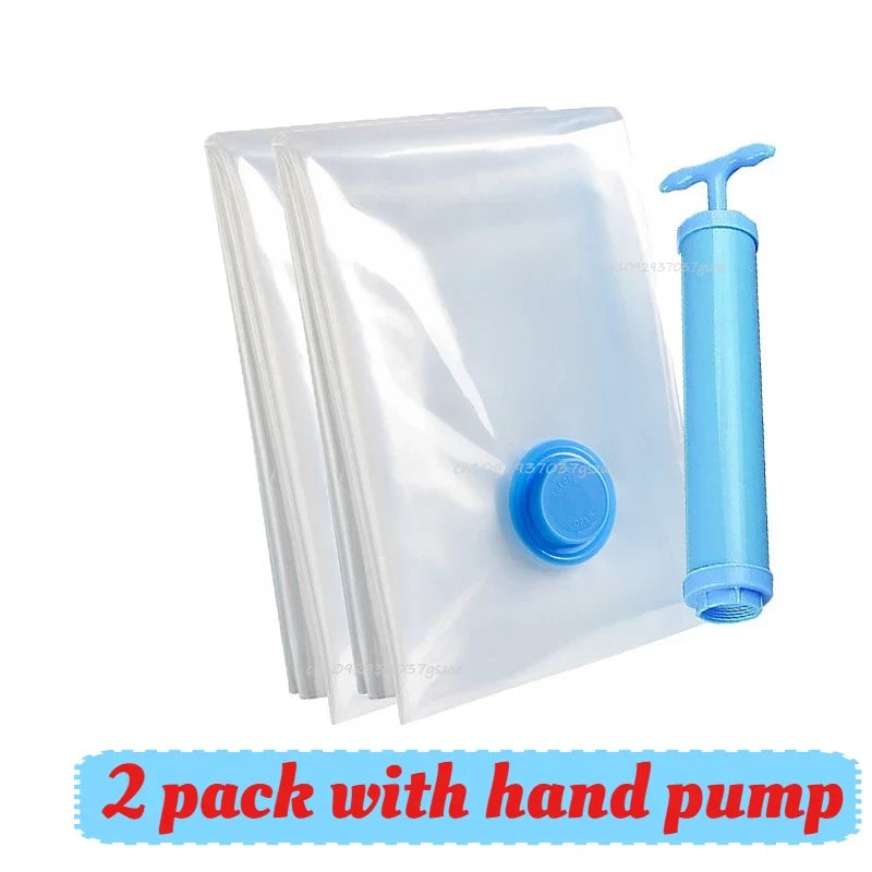 Vacuum Storage Bags or Pump Vacuum Seal Bag Space Saving Bags for Comforters Clothes Pillow Bedding Blanket Storage Organizer