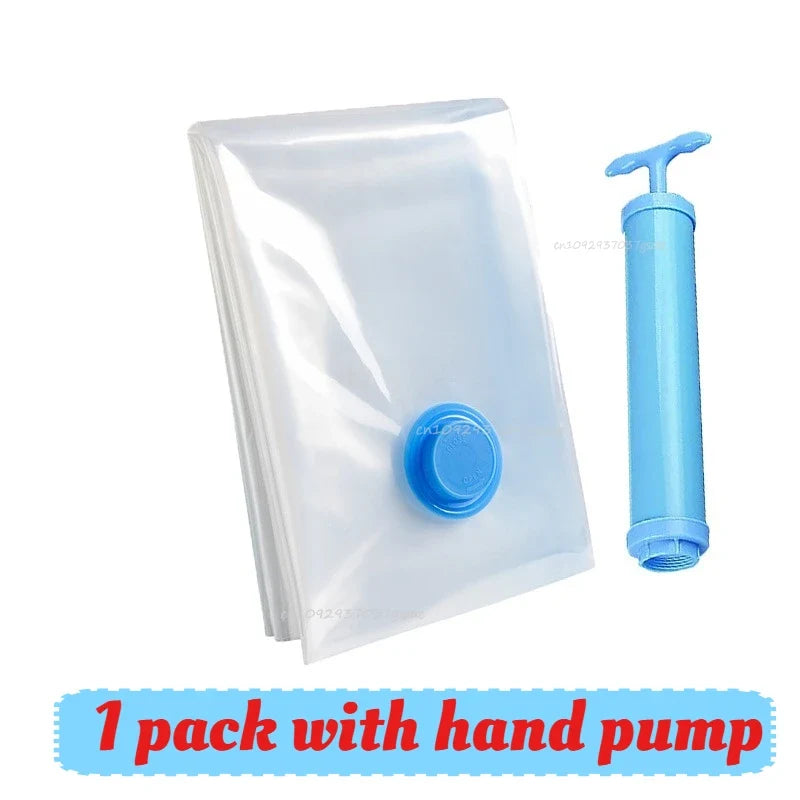 Vacuum Storage Bags or Pump Vacuum Seal Bag Space Saving Bags for Comforters Clothes Pillow Bedding Blanket Storage Organizer