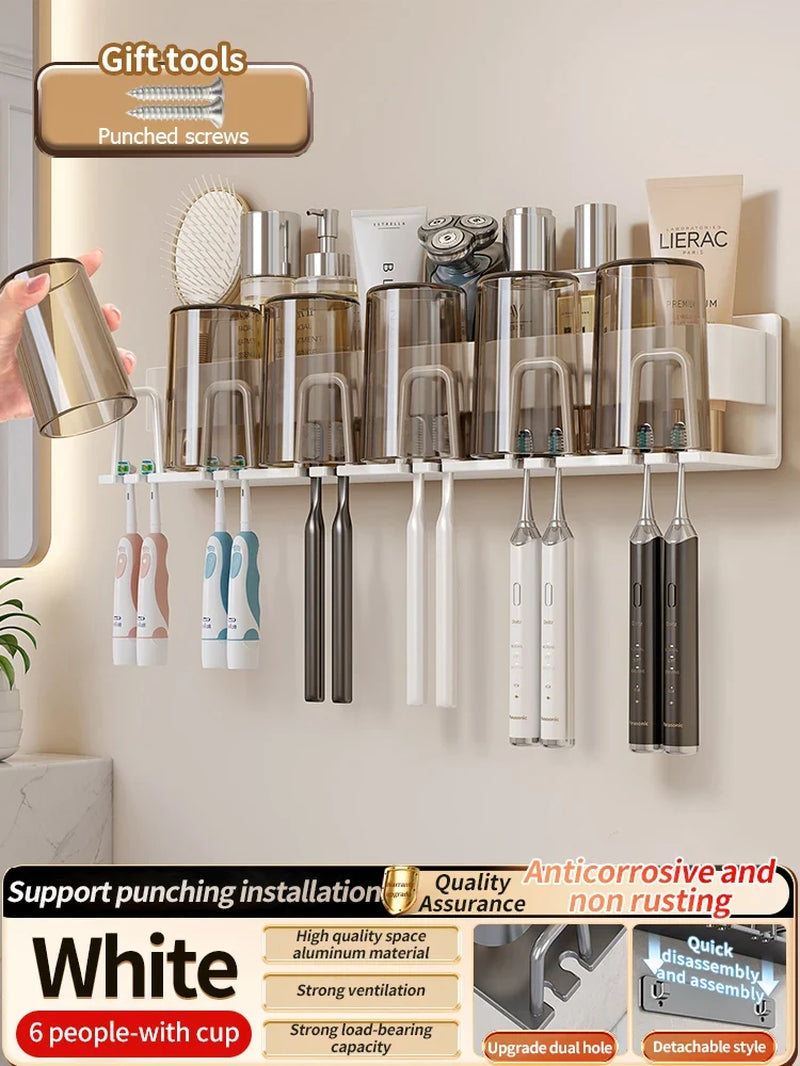 Toothbrush Holder Toothpaste Holder Electric Toothbrush Holder Space Aluminum Punch-Free Toilet Bathroom Shelf Rack