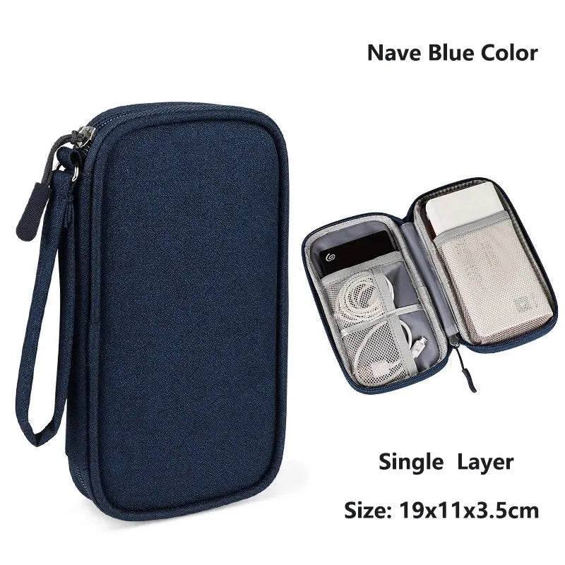 Data Cable Storage Bag Waterproof Portable Carry Case Storage Bag Travel Organizer Bag for Cable Cord USB Charger