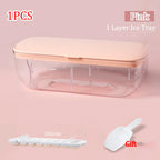 Press Type New Silicone Square Ice Mold Ice Cube Trays Lid Mold Storage Box Creative Tool Ice Cube Maker Cool Drinks Kitchen Bar