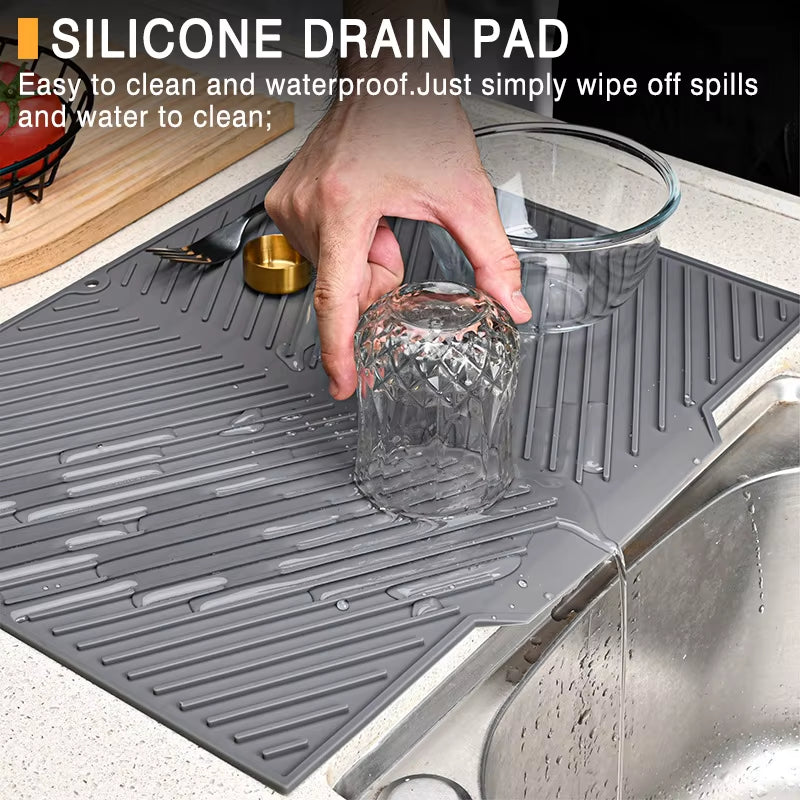 1PC Silicone Dish Drying Mat Pots Dish Drain Mat for Kitchen Tableware Non-Slip Mats Anti-Scald Coaster Kitchen Utensils