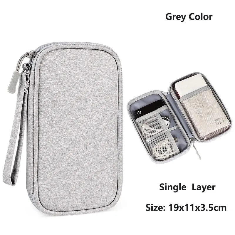 Data Cable Storage Bag Waterproof Portable Carry Case Storage Bag Travel Organizer Bag for Cable Cord USB Charger