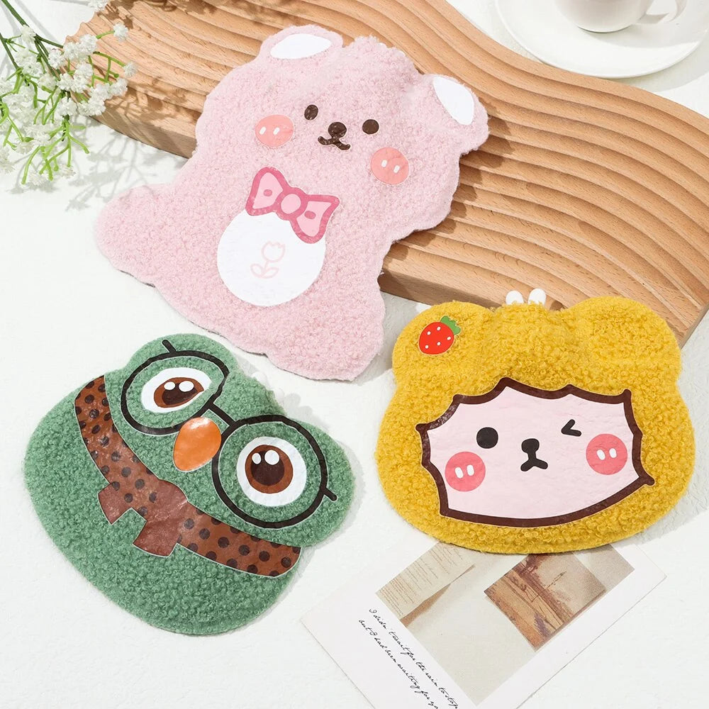 Cartoon Plush Hot Water Bottles Mini Portable Winter Warm-Fitting Gadgets Reusable Rubber Hot Water Bag Hand Warmer Winter Gift