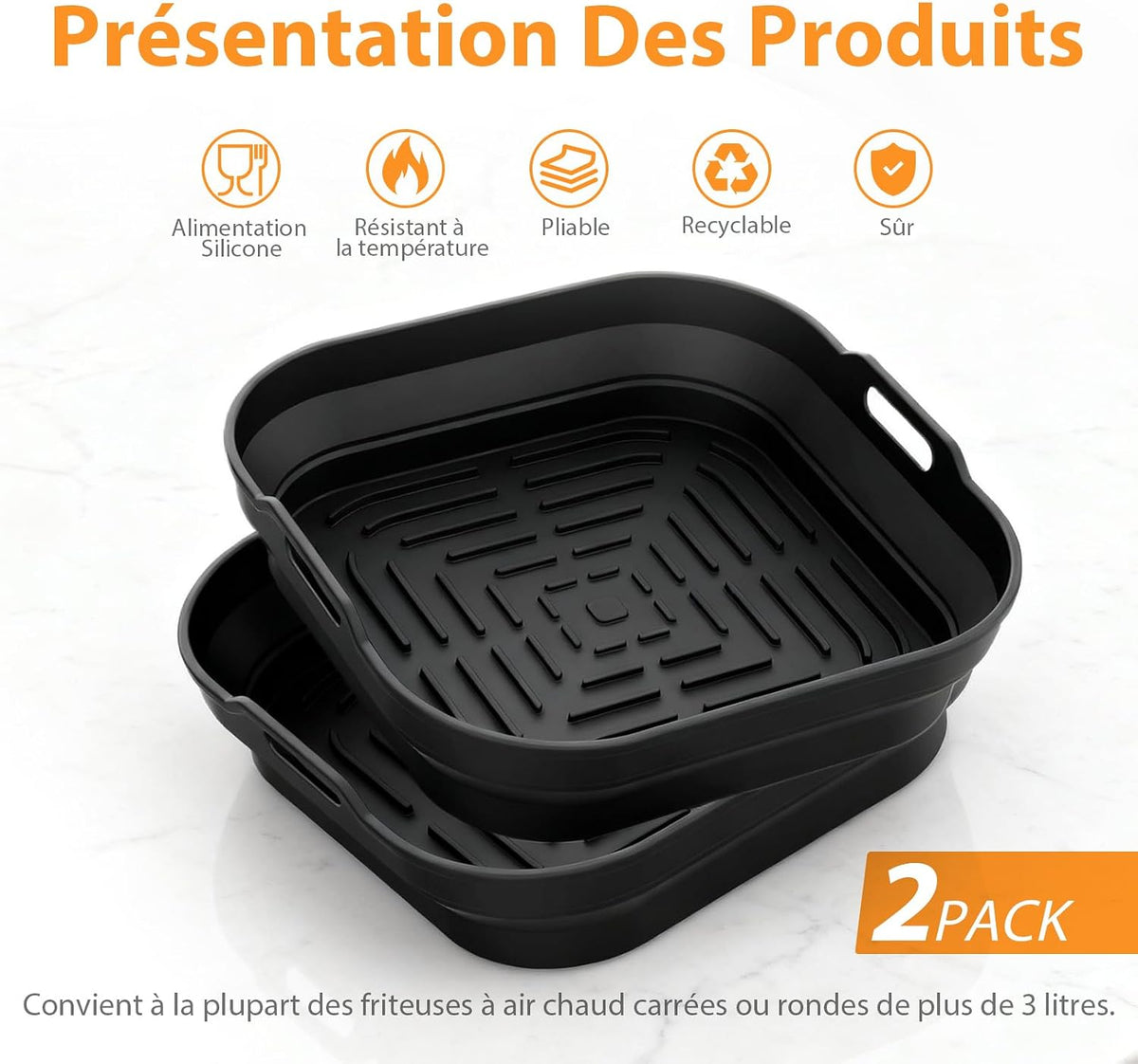 Moule Silicone Air Fryer 2 Pièces 5-8L Pour COSORI Ninja