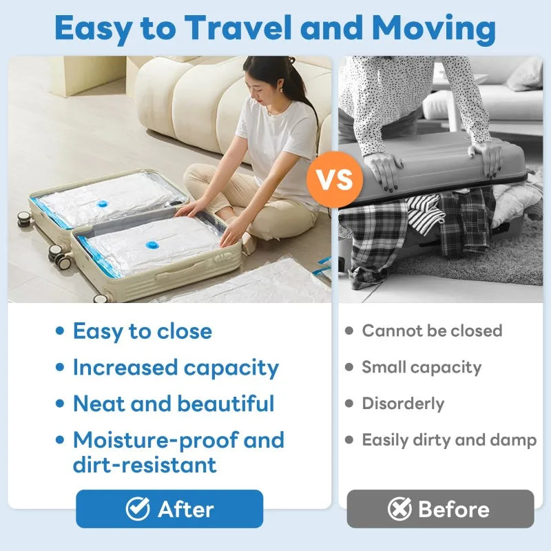 Vacuum Storage Bags or Pump Vacuum Seal Bag Space Saving Bags for Comforters Clothes Pillow Bedding Blanket Storage Organizer