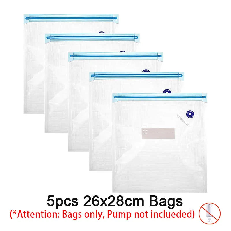 Reusable Vacuum Food Storage Zipper Bags Set Electric Handheld Vacuum Sealer Pump Sous Vide Bags USB Rechargeable BPA Free