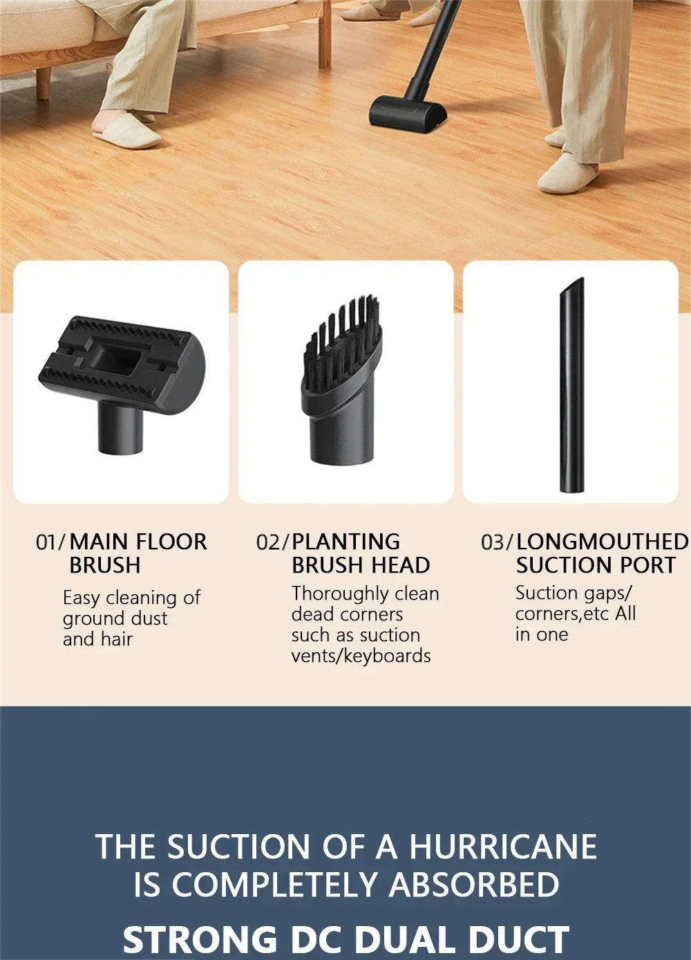 Wireless Handheld Vacuum Cleaner Cordless Chargeable 50000Pa Auto Vacuum for Home Car Pet Mini