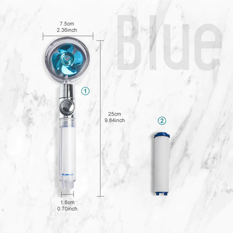 Turbo 360 Degrees Rotated Fan Shower Head High Pressure Water Saving Spray Adjustable Showerhead Filters Bathroom Accessories