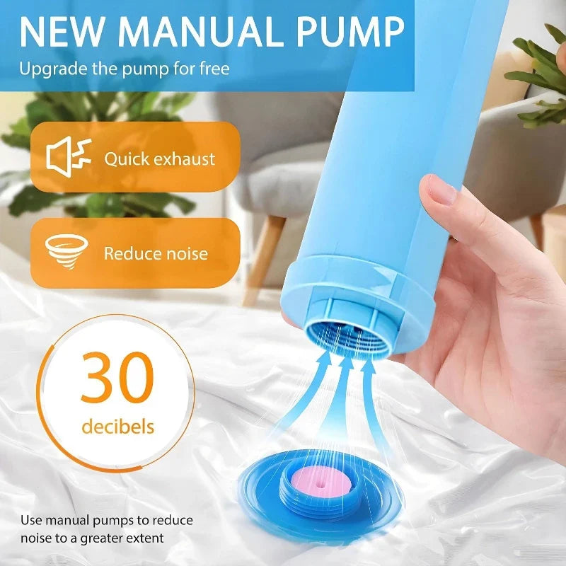 Vacuum Storage Bags or Pump Vacuum Seal Bag Space Saving Bags for Comforters Clothes Pillow Bedding Blanket Storage Organizer