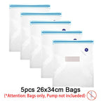 Reusable Vacuum Food Storage Zipper Bags Set Electric Handheld Vacuum Sealer Pump Sous Vide Bags USB Rechargeable BPA Free