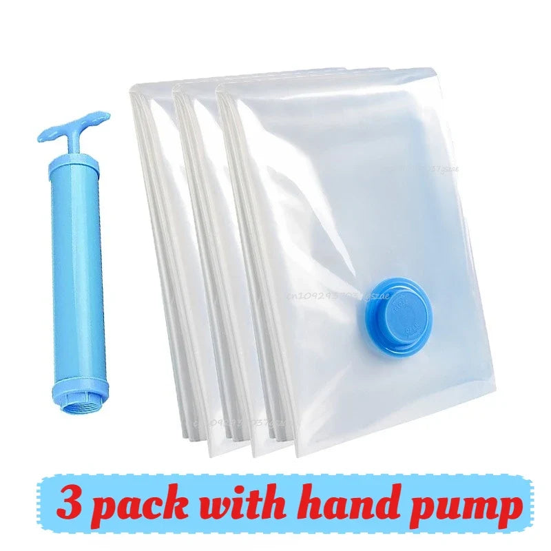 Vacuum Storage Bags or Pump Vacuum Seal Bag Space Saving Bags for Comforters Clothes Pillow Bedding Blanket Storage Organizer