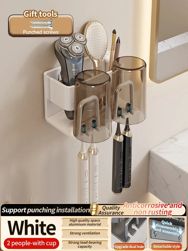 Toothbrush Holder Toothpaste Holder Electric Toothbrush Holder Space Aluminum Punch-Free Toilet Bathroom Shelf Rack