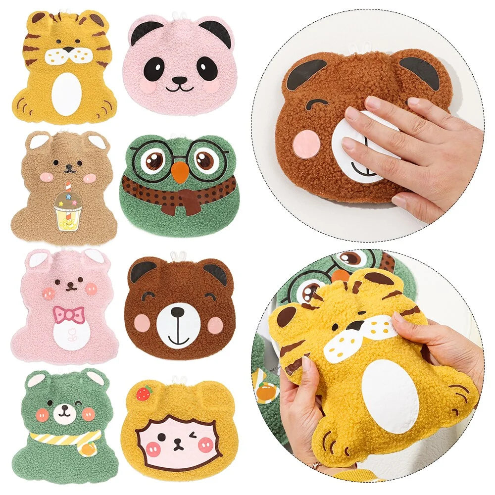 Cartoon Plush Hot Water Bottles Mini Portable Winter Warm-Fitting Gadgets Reusable Rubber Hot Water Bag Hand Warmer Winter Gift