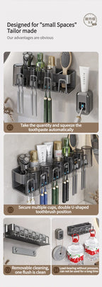 Toothbrush Holder Toothpaste Holder Electric Toothbrush Holder Space Aluminum Punch-Free Toilet Bathroom Shelf Rack