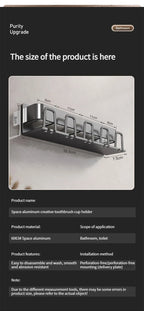 Toothbrush Holder Toothpaste Holder Electric Toothbrush Holder Space Aluminum Punch-Free Toilet Bathroom Shelf Rack