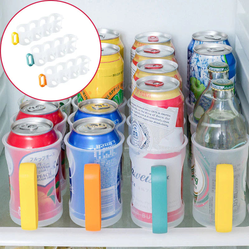 4 Hole Beverage Soda Drink Can Organizer Racks Fridge Drink Bottle Holder Beer Refrigeration Shelf Home Kitchen Storage Box Case