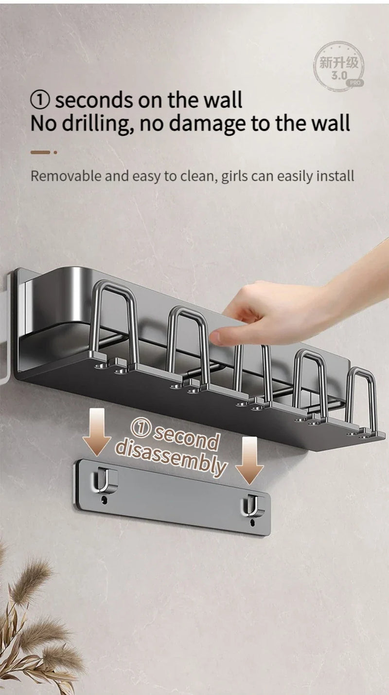 Toothbrush Holder Toothpaste Holder Electric Toothbrush Holder Space Aluminum Punch-Free Toilet Bathroom Shelf Rack