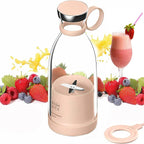 Smoothie Mixeur Portable Blender, Mixeur Rechargeable USB Portable Blender, Mixeur Fruits Sans Fil Sport Camping Fitness (ROSA)