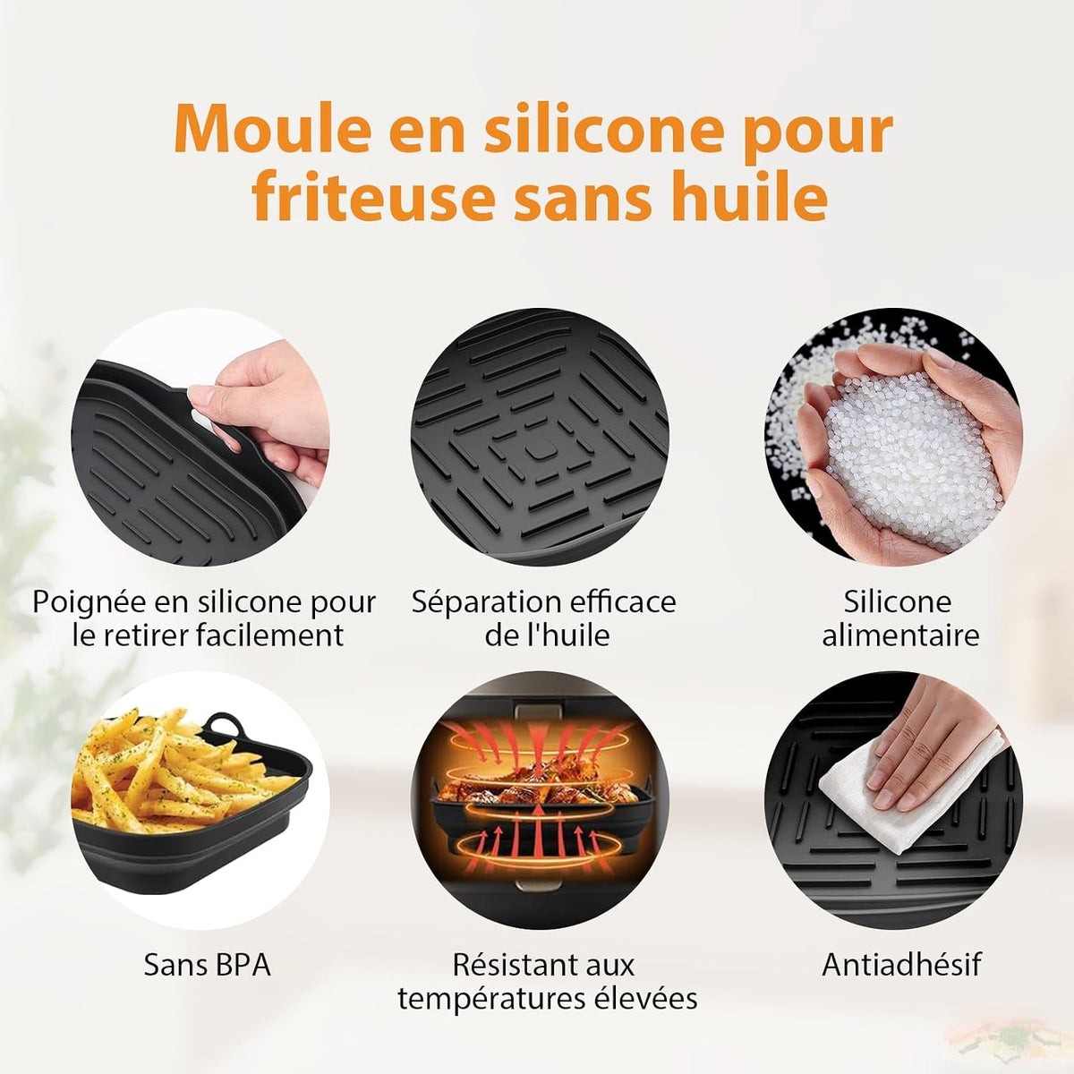Moule Silicone Air Fryer 2 Pièces 5-8L Pour COSORI Ninja