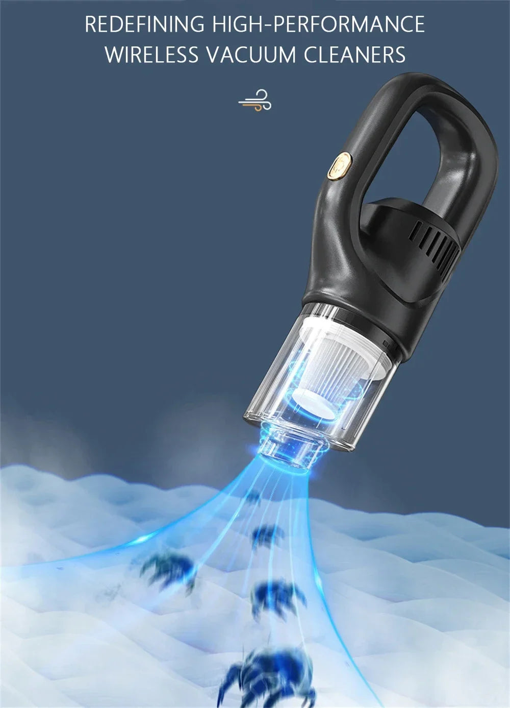 Wireless Handheld Vacuum Cleaner Cordless Chargeable 50000Pa Auto Vacuum for Home Car Pet Mini